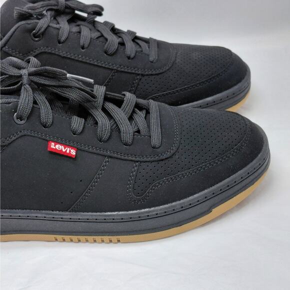 Levi's Drive Lo Mens Sneakers Size 11.5 Black Gum Sole Low Top Lace Up Casual - Picture 3 of 10